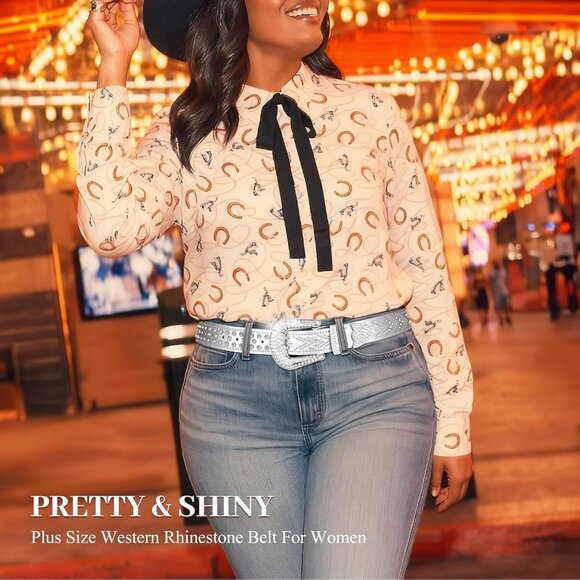 Chic Rhinestone & Studded Belt for Plus Sizes, Perfect Gift for Fashion Lovers - Picture 2 of 6